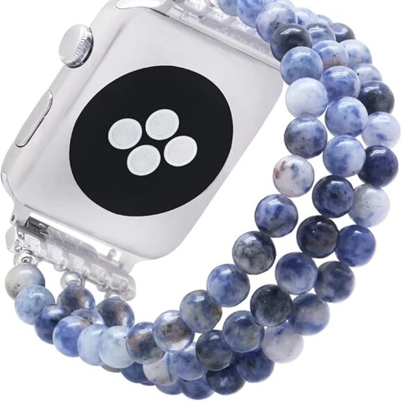 Natural Stone Beaded Bracelet Compatible with Apple Watch Band Series - Picture 2 of 7